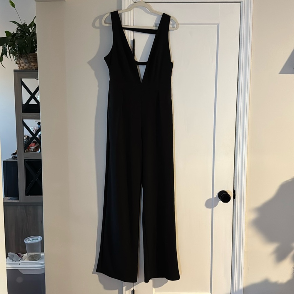 Plunging V Black Jumpsuit XL